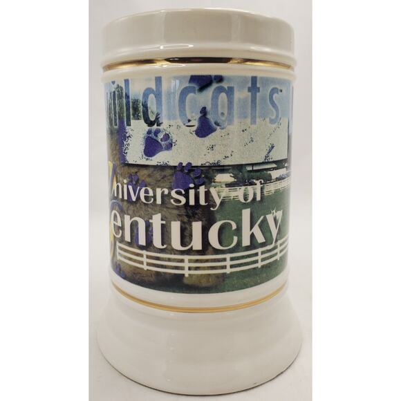 VTG NCAA University of Kentucky Wildcats Ceramic Beer Stein Mug w/Gold Trim 32oz - Picture 1 of 8